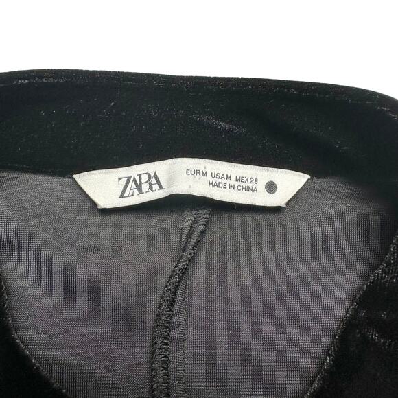 Zara | Women | Black Stretch Velvet Jewel LS Little Black Mini Dress | Medium - Picture 8 of 15